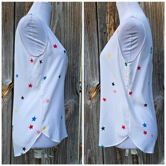 Equipment Lyle Silk Top White Star Print Sleeveless Blouse Size S Multicolor - Picture 2 of 9